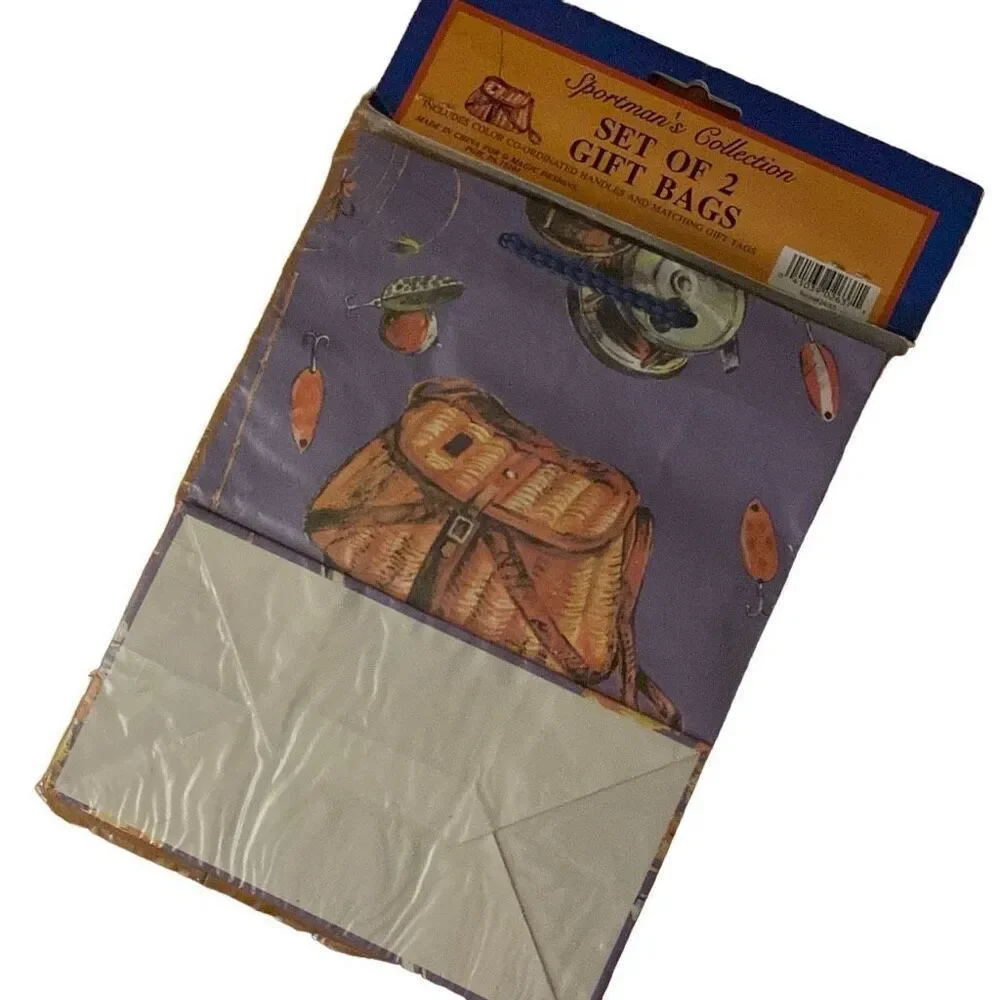 Vintage 90s 80s Sportsman’s Collection Gift Bag set NEW fishing Father’s Day